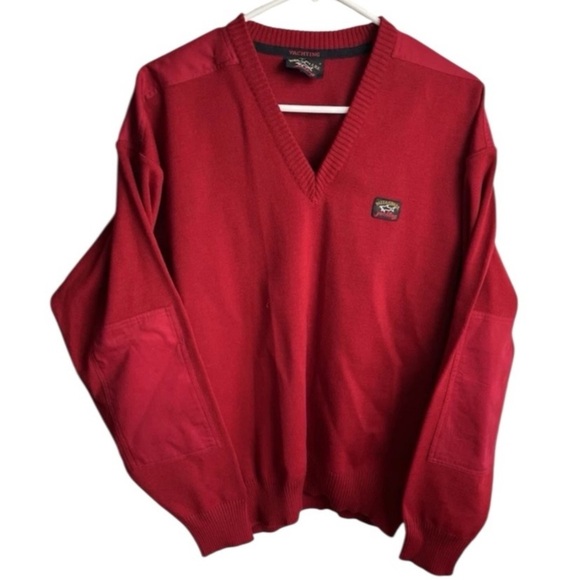 Paul & Shark Other - Paul & Shark Red Pullover Wool Elbow Patch Yacht Club L/XL ?